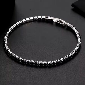 🌟 Stainless Steel Black Diamond Tennis Bracelet